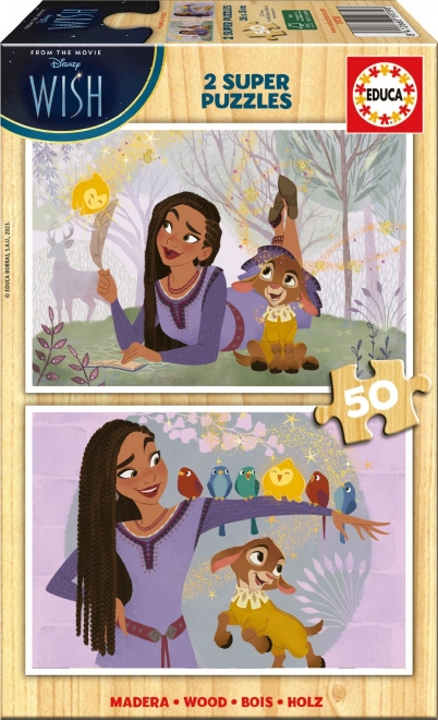 EDUCA wooden puzzles Wishes 2×50 pieces