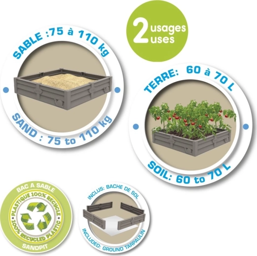 Two activities in one: sandbox and garden bed