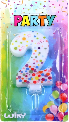 Party candle number 2 with polka dots