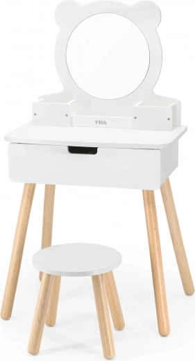 Tavolo cosmetico per bambini VIGA con specchio orsetto e sgabello
