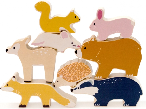 Ensemble d’animaux de la forêt en bois