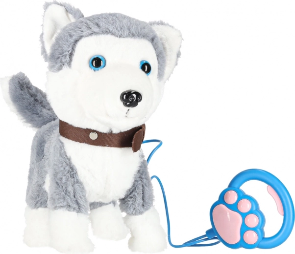 Cagnolino husky interattivo in peluche al guinzaglio con movimento e suoni
