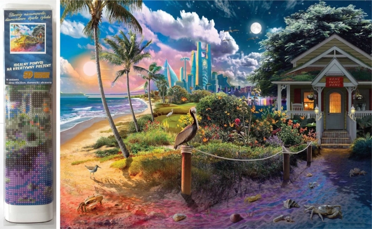 NORIMPEX diamantové malování – dům na pláži 30 × 40 cm