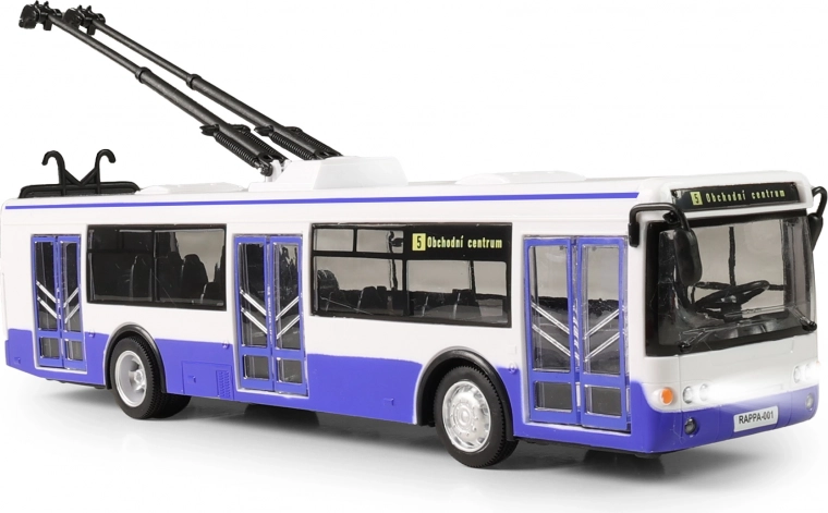 Trolejbus so slovenským hlásením zastávok 28 cm modrý