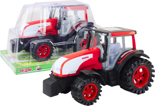 Veľký farmársky traktor s pohonom – červený