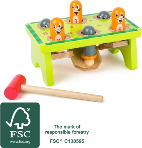 Zabawa w dobijanie SMALL FOOT Kreciki z drewna FSC