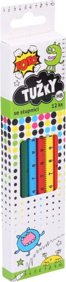 Wooden HB Pencil with 16 cm Scale TOTO, Set of 12