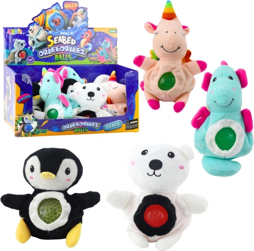 Plush Squeeze Toy with Sensory Beads in Belly 20 cm – Animal Mix