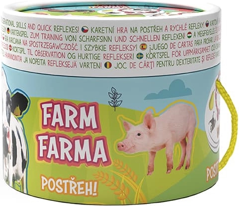 FARM quick-reflex card game with coloring poster