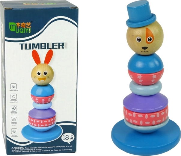 Wooden Educational Pyramid Dog with Hat
