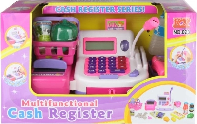 Kids’ cash register with accessories and conveyor belt