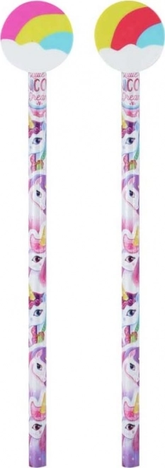 Pencil with Unicorn and Rainbow Eraser