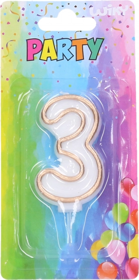 Bougie de fête numéro 3 - dorée
