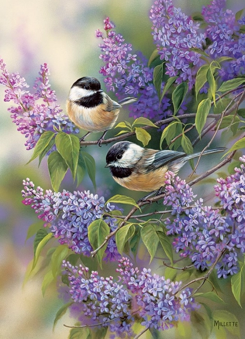 Puzzle COBBLE HILL Chickadees on Lilac 1000 pieces