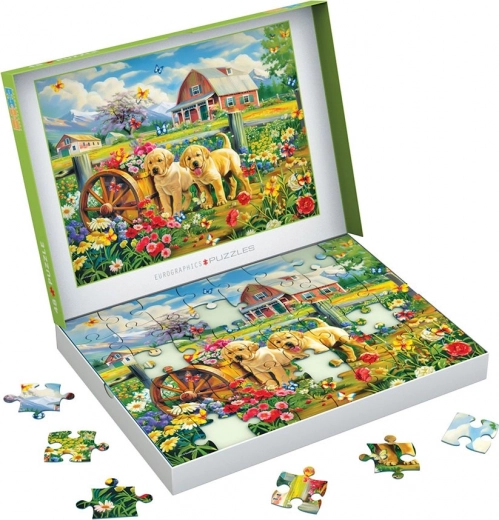 Puzzle EUROGRAPHICS Connecting Pieces Puppies in Spring 48 pieces