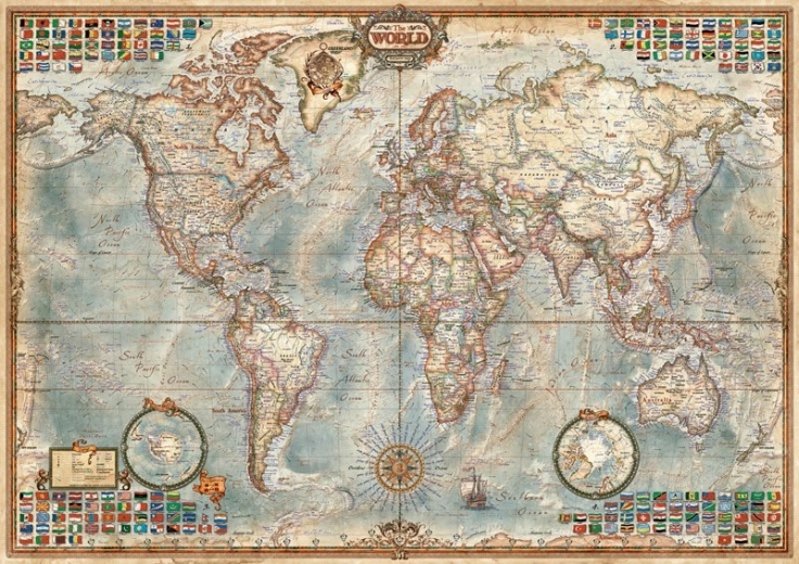 Puzzle Old Political World Map 1500 Pieces EDUCA