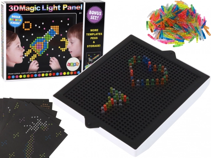 Magická světelná 3D tabule s kolíčky, 276 dílků