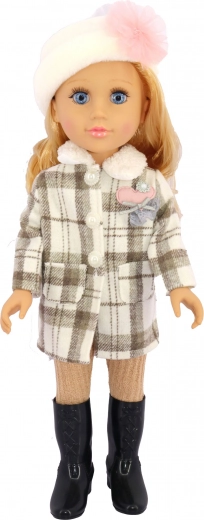 Panenka se zvukem 48 cm s kabátkem a čepicí