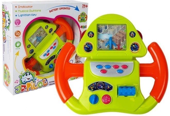 Interactive Flight Simulator Steering Wheel with Sound and Light Effects