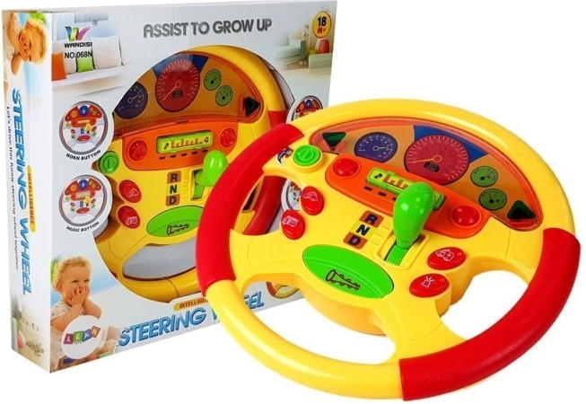 Educational steering wheel for infants with music and light effects