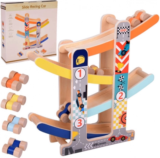 Wooden Car Ramp Track with Slide