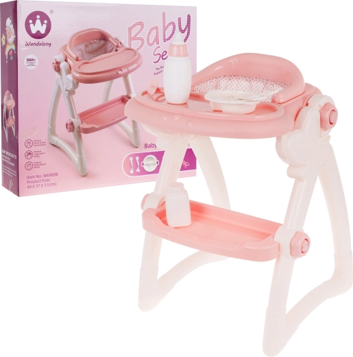 Doll High Chair with Accessories, 7 Pieces, 3+