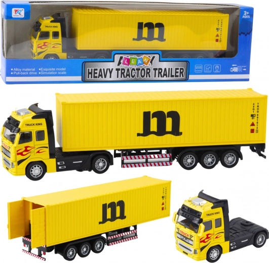 Metal truck set with container and flywheel, yellow
