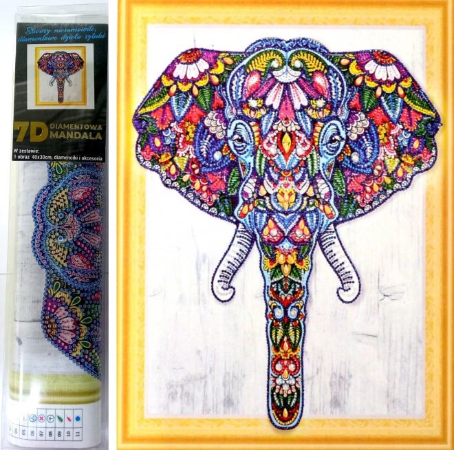 Diamantové malování 7D slon 30 × 40 cm