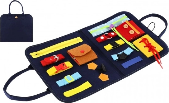 Educational felt busy board with zippers, buttons and buckles 24 × 27 × 4 cm