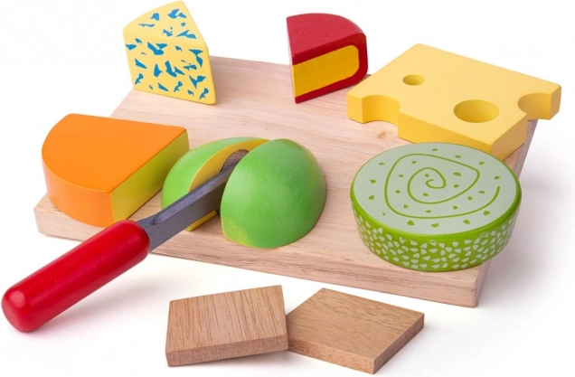 Bigjigs Toys træ ostesæt på bræt