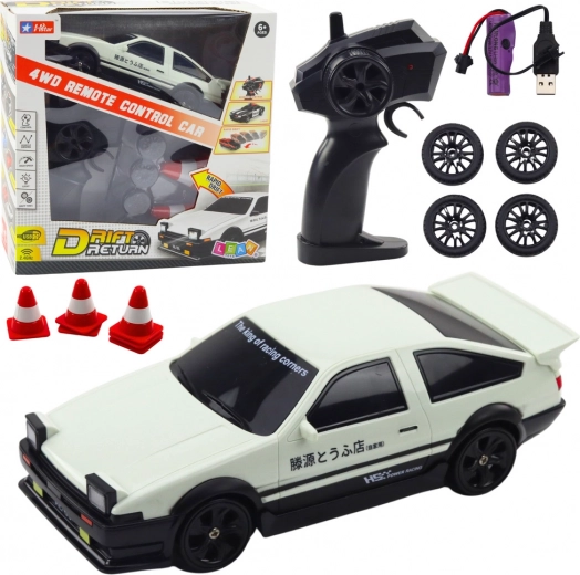 Fjernstyret racerbils 4WD med udskiftelige hjul hvid