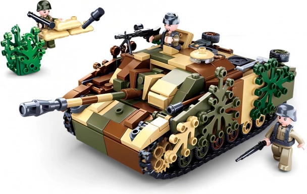 Sluban camouflaged armored tank – military building set