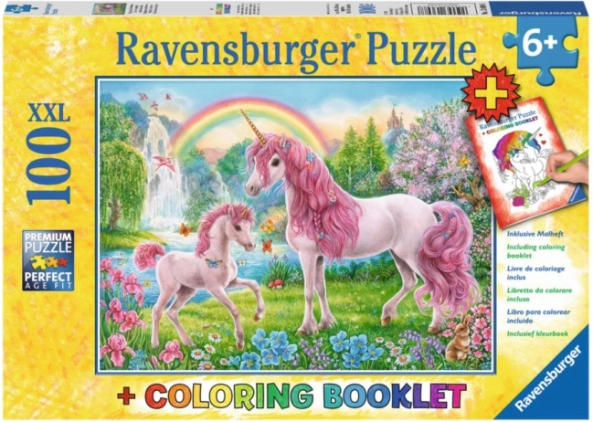 Puzzle Magical Unicorns XXL 100 Pieces + Coloring Book RAVENSBURGER