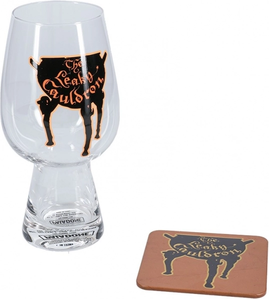 Set of Glass and Coaster Leaky Cauldron Harry Potter