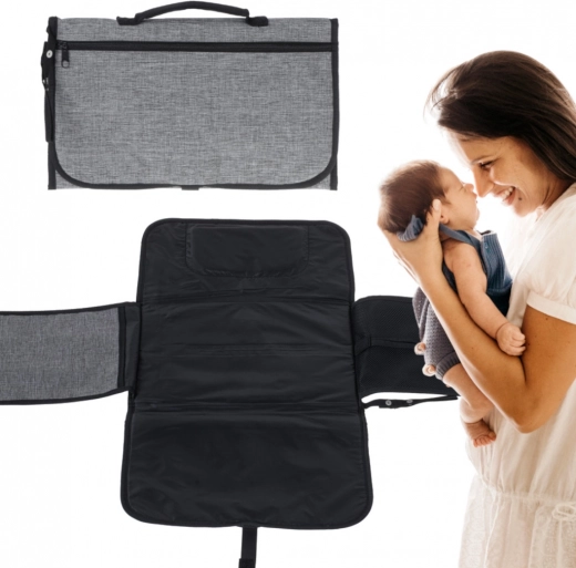 Tapis à langer de voyage avec sac pliable – gris