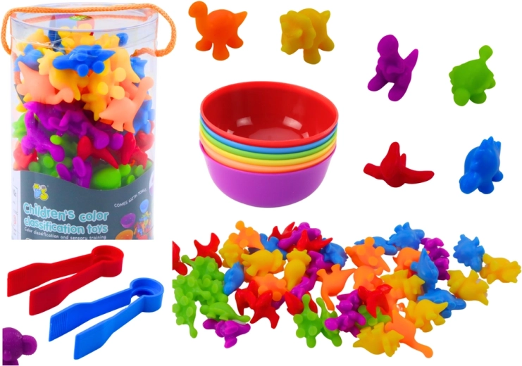 Set educativo per l'apprendimento dei colori e del conteggio Dinosauri 48 pezzi