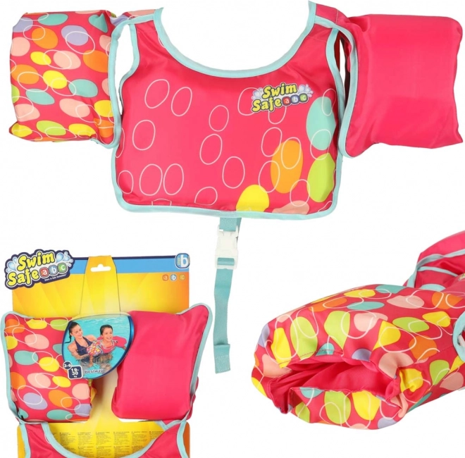 Veste de natation enfant rose avec manches Bestway 3-6 ans, 19-30 kg