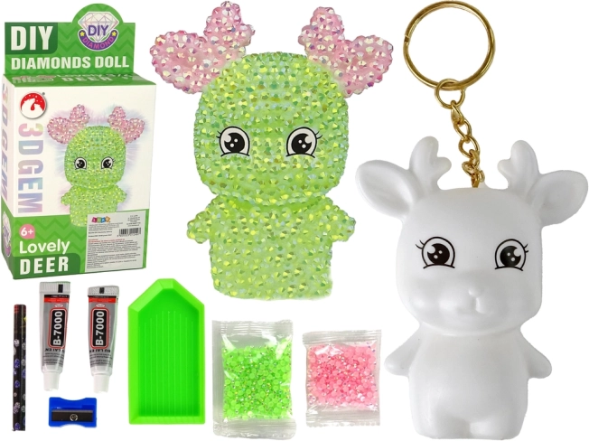 Kit fai-da-te Cervo di diamanti – ciondolo 3D con cristalli – Verde
