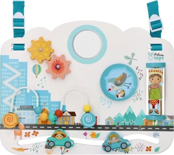 Tableau sensoriel actif en bois Enfants du monde