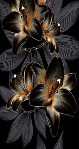 Diamond Painting Lily Black and Gold 80 × 40 cm