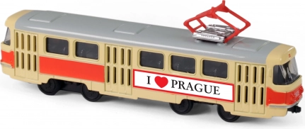 Retro kovová električka 16 cm Praha