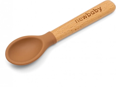 Silicone Spoon with Wooden Handle New Baby Caramel 14 cm