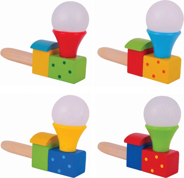 blowing wooden locomotive with balloon BIGJIGS TOYS