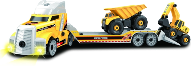 Screw-together truck tractor with construction machines 62 cm with lights and sounds