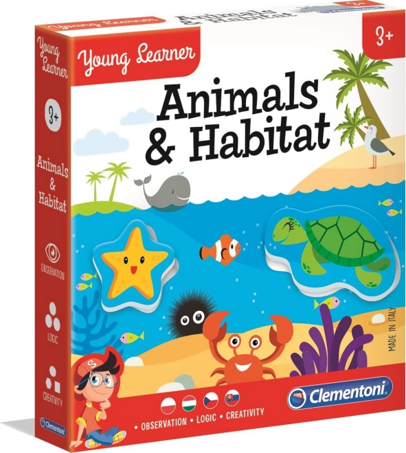 Clementoni Young Learner: állatkák és környezetük puzzle 6×3 darab
