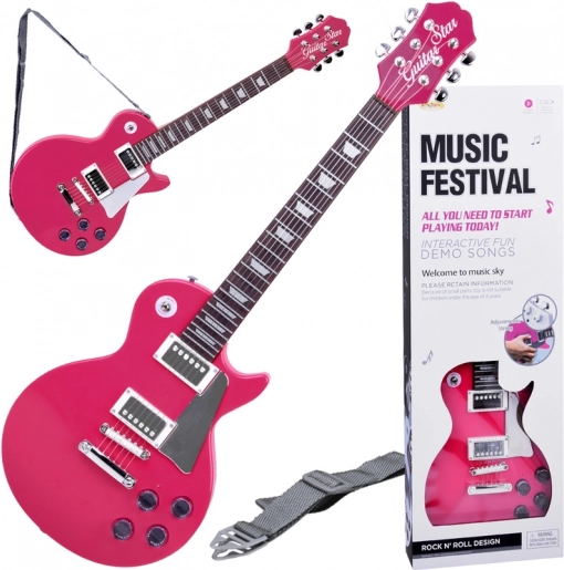 Electric guitar for kids with strap – Pink