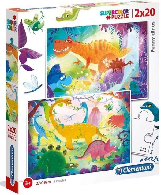 Puzzle 2×20 Super Color – funny dinosaurs