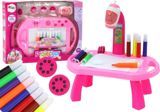 children’s drawing projector with table – pink