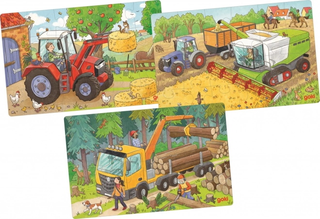 Goki Wooden Puzzle Farm Machinery