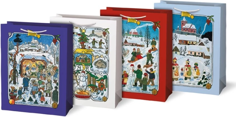 Christmas gift bag L with JOSEF LADA motifs